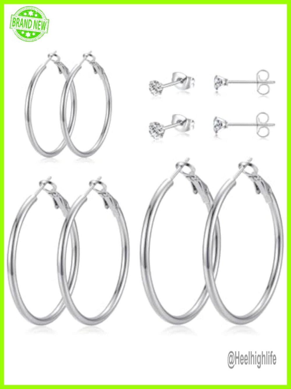 14K Gold Plated Stainless Steel Hoop and Stud Earrings Set for Women